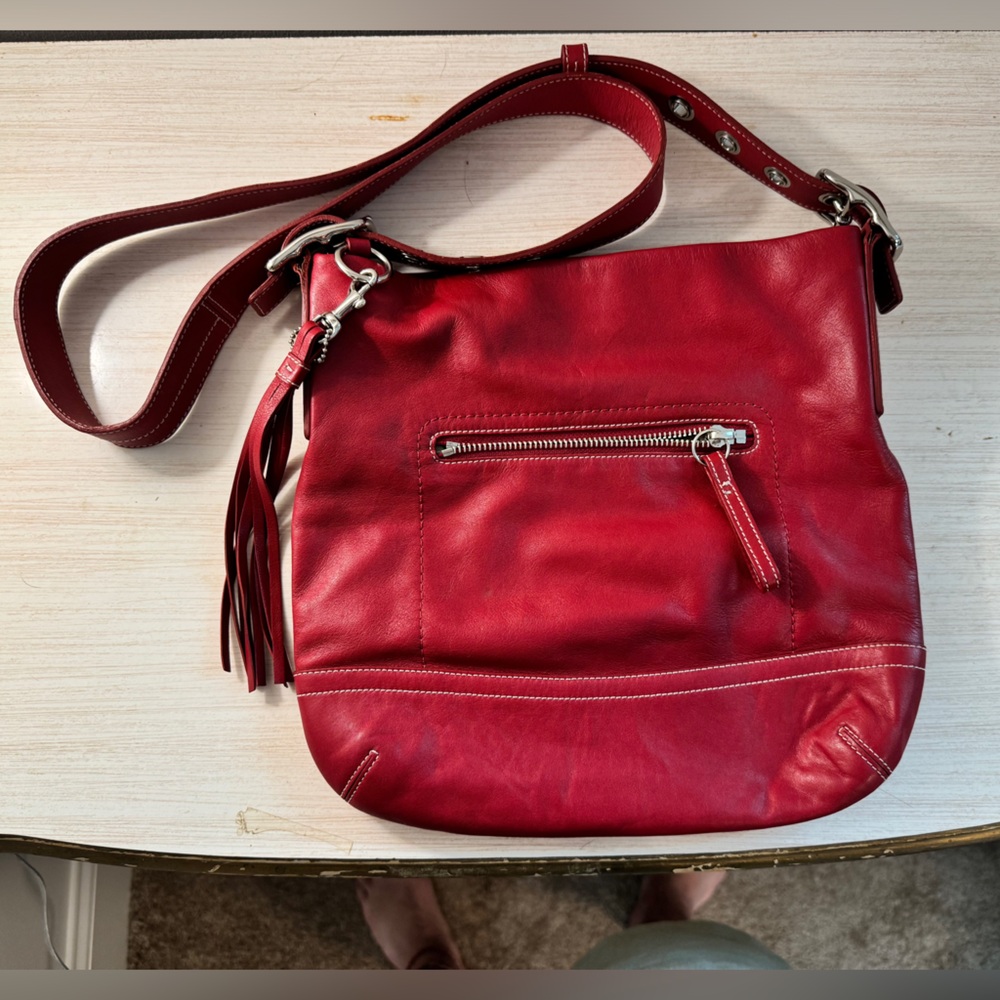 Cherry red Coach crossbody